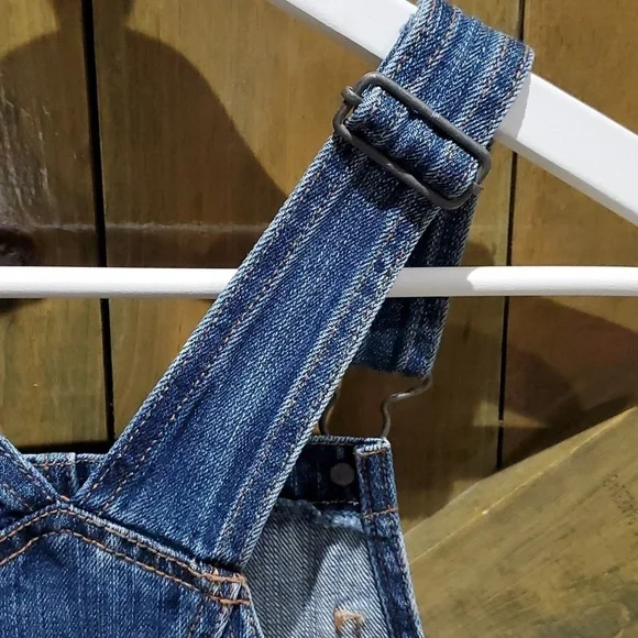 DENIM AEO AMERICAN EAGLE OUTFITTERS OVERALLS DISTRESSED RIPS SIZE SMALL - Picture 8 of 9
